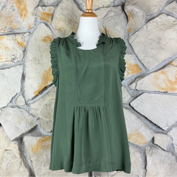 Isabel Marant Tops - Isabel Marant Étoile Silk Ruffled Tunic Juniper | 2